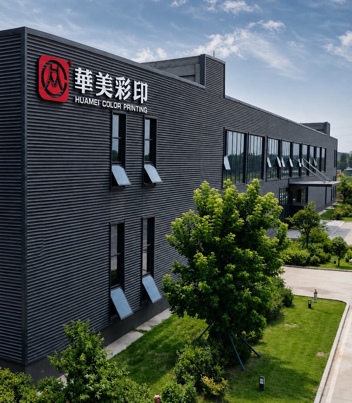 Huamei factory exterior and production base